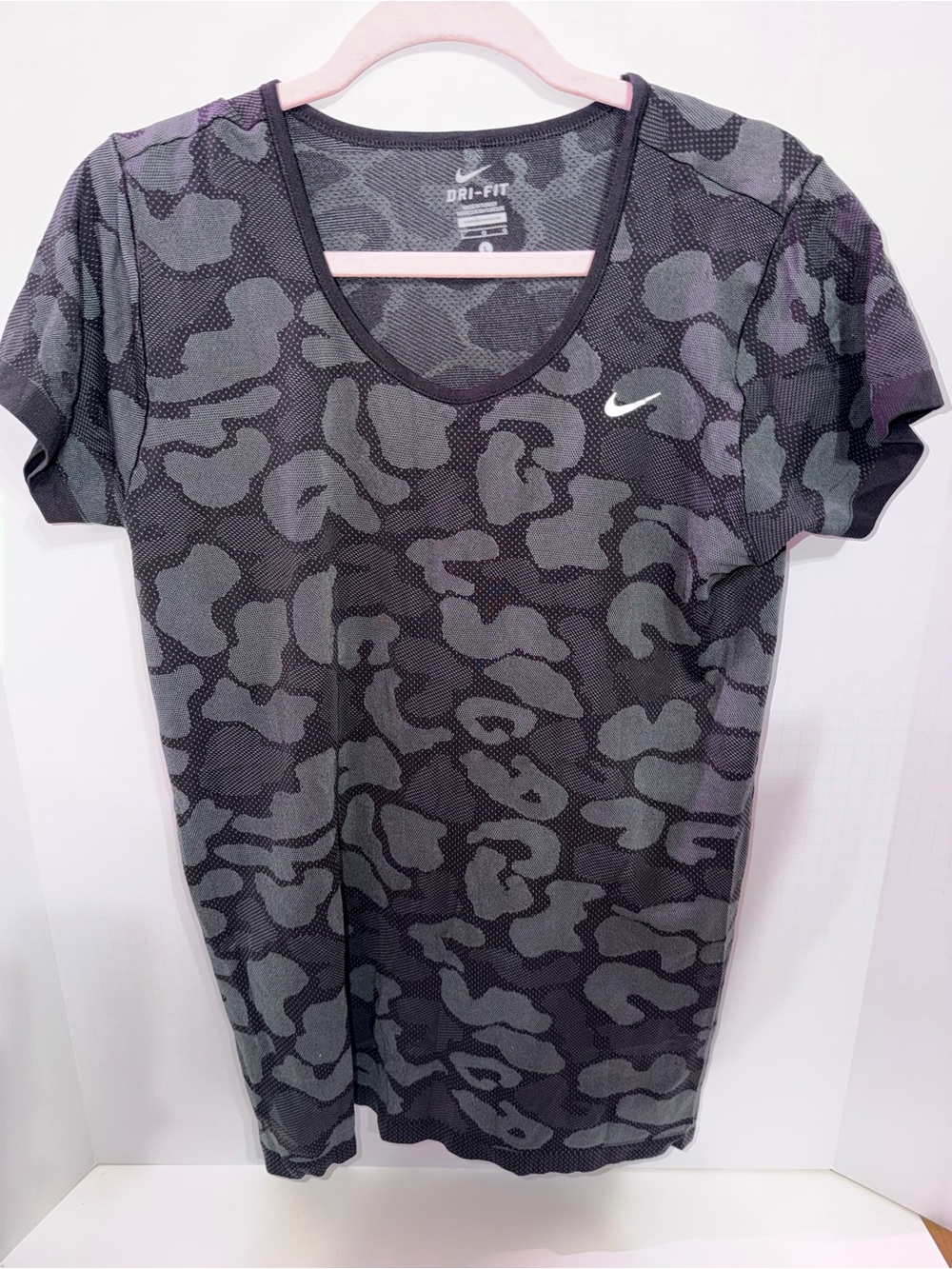 Nike Black & Gray Camo Dri-FIT Short Sleeve Tee v neck